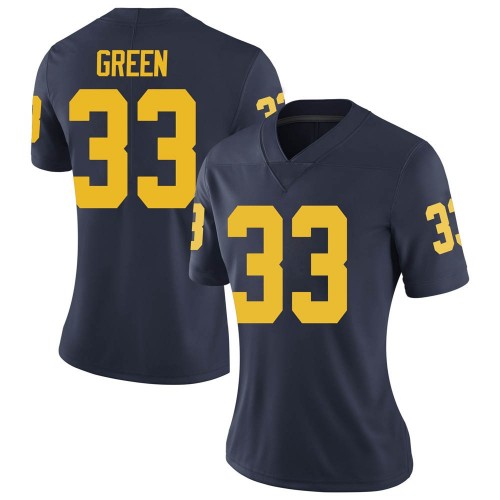 German Green Michigan Wolverines Women's NCAA #33 Navy Limited Brand Jordan College Stitched Football Jersey CPG1354QK